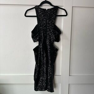 Express Black Sequin Backless Dress